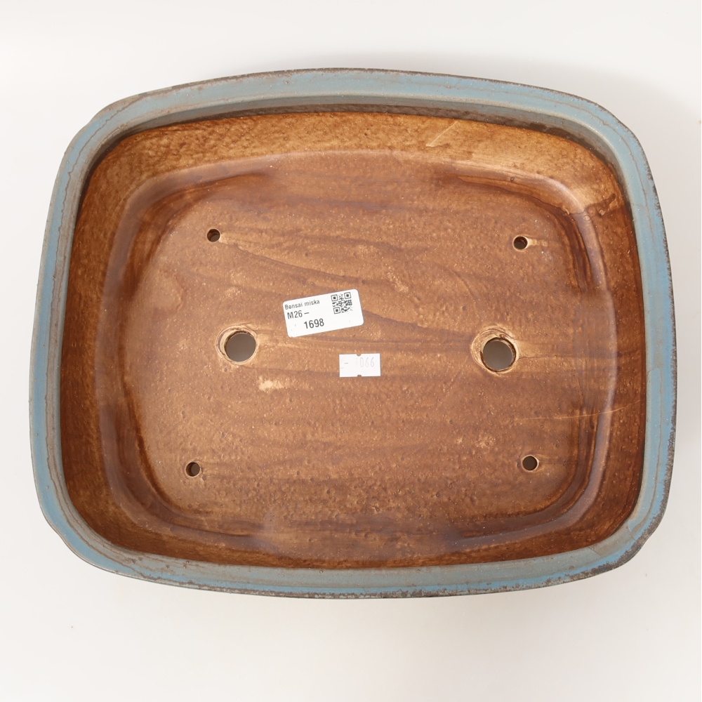 Bonsaischaal van keramiek 29,5 x 25 x 7 cm, kleur blauw