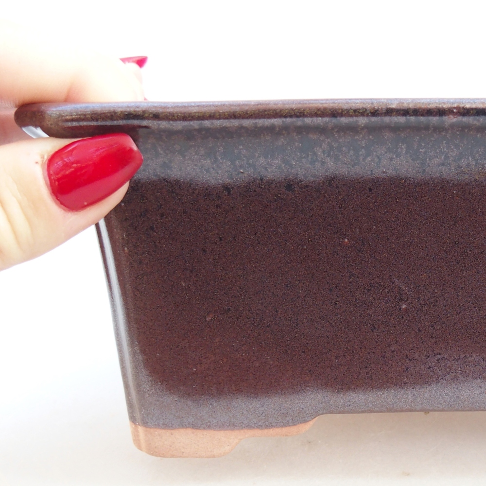 Bonsaischaal van keramiek 26 x 26 x 8 cm, kleur rood