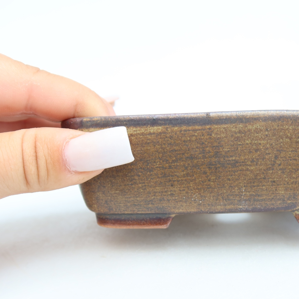 Keramische bonsaischaal 12,5 x 9,5 x 4 cm, kleur bruin
