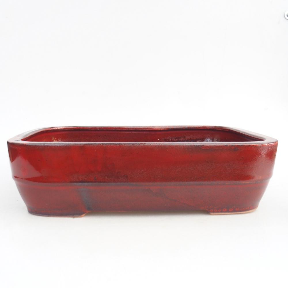 Bonsaischaal van keramiek 28,5 x 21 x 7,5 cm, kleur rood
