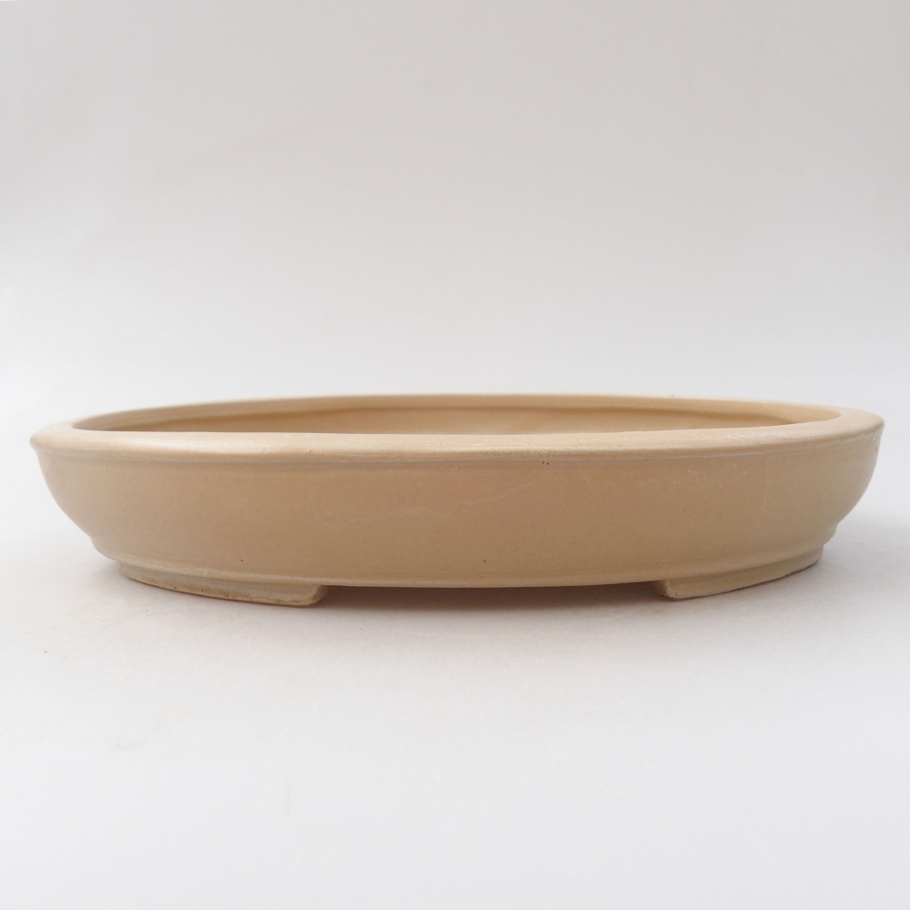 Bonsaischaal van keramiek 24,5 x 20 x 4 cm, kleur beige