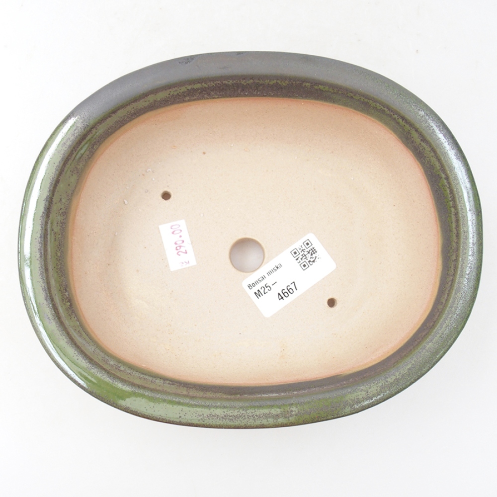 Bonsaischaal van keramiek 18 x 14,5 x 6 cm, groen