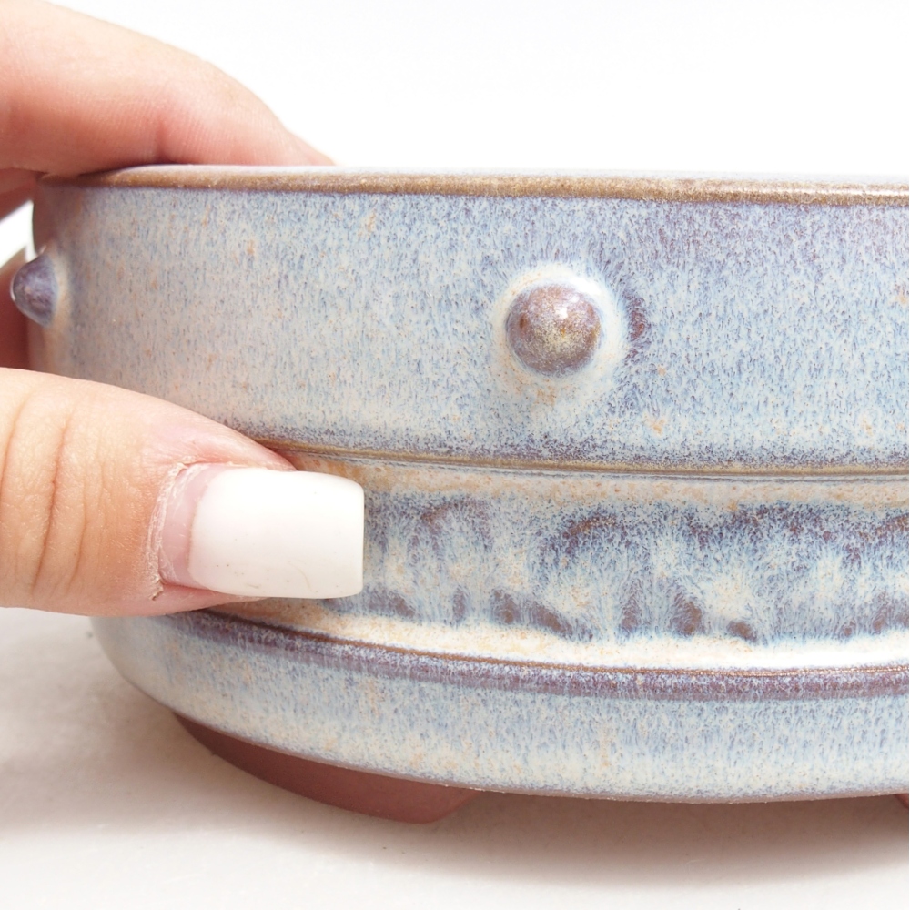 Bonsaischaal van keramiek 15,5 x 15,5 x 6,5 cm, kleur blauw