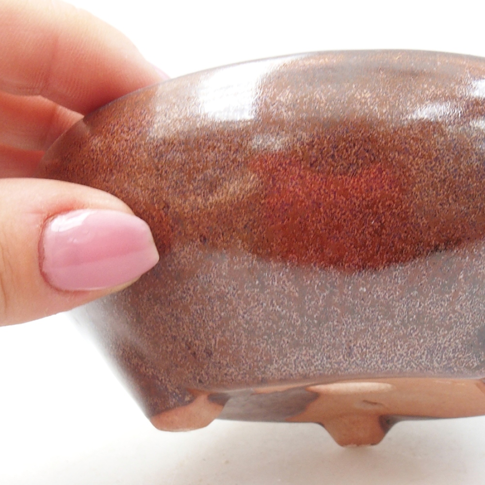 Bonsaischaal van keramiek 11 x 11 x 5 cm, bruin