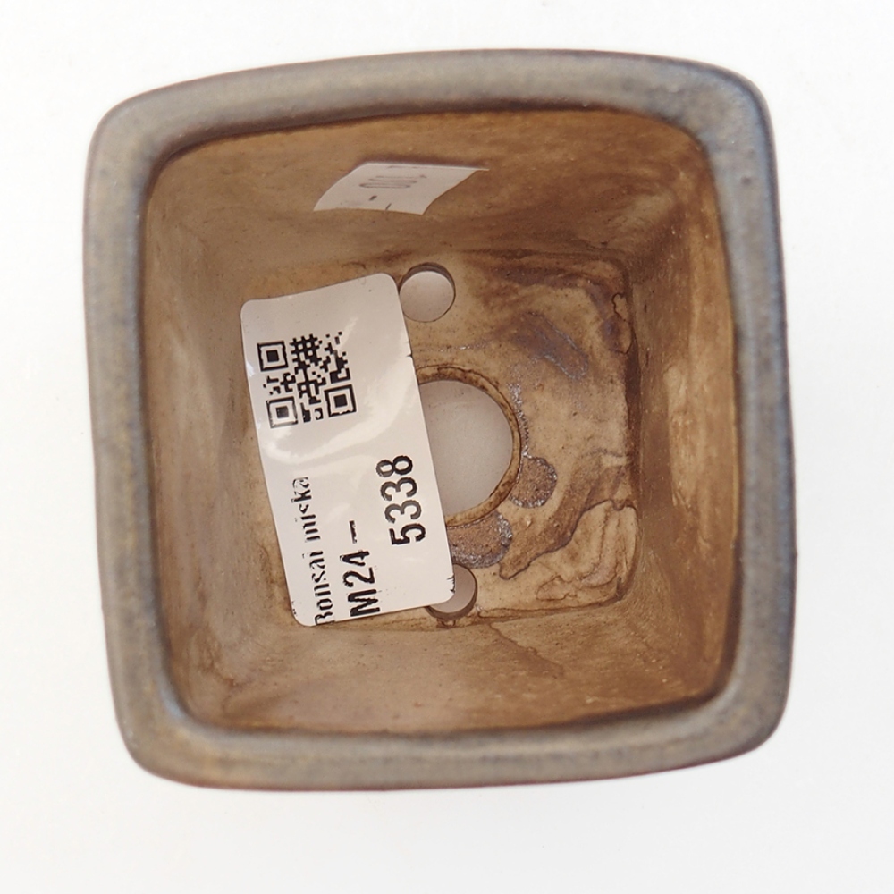 Bonsaischaal van keramiek 6,5 x 6,5 x 7 cm, bruin