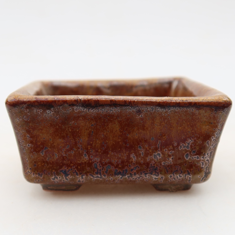 Bonsaischaal van keramiek 7 x 7 x 3,5 cm, bruin