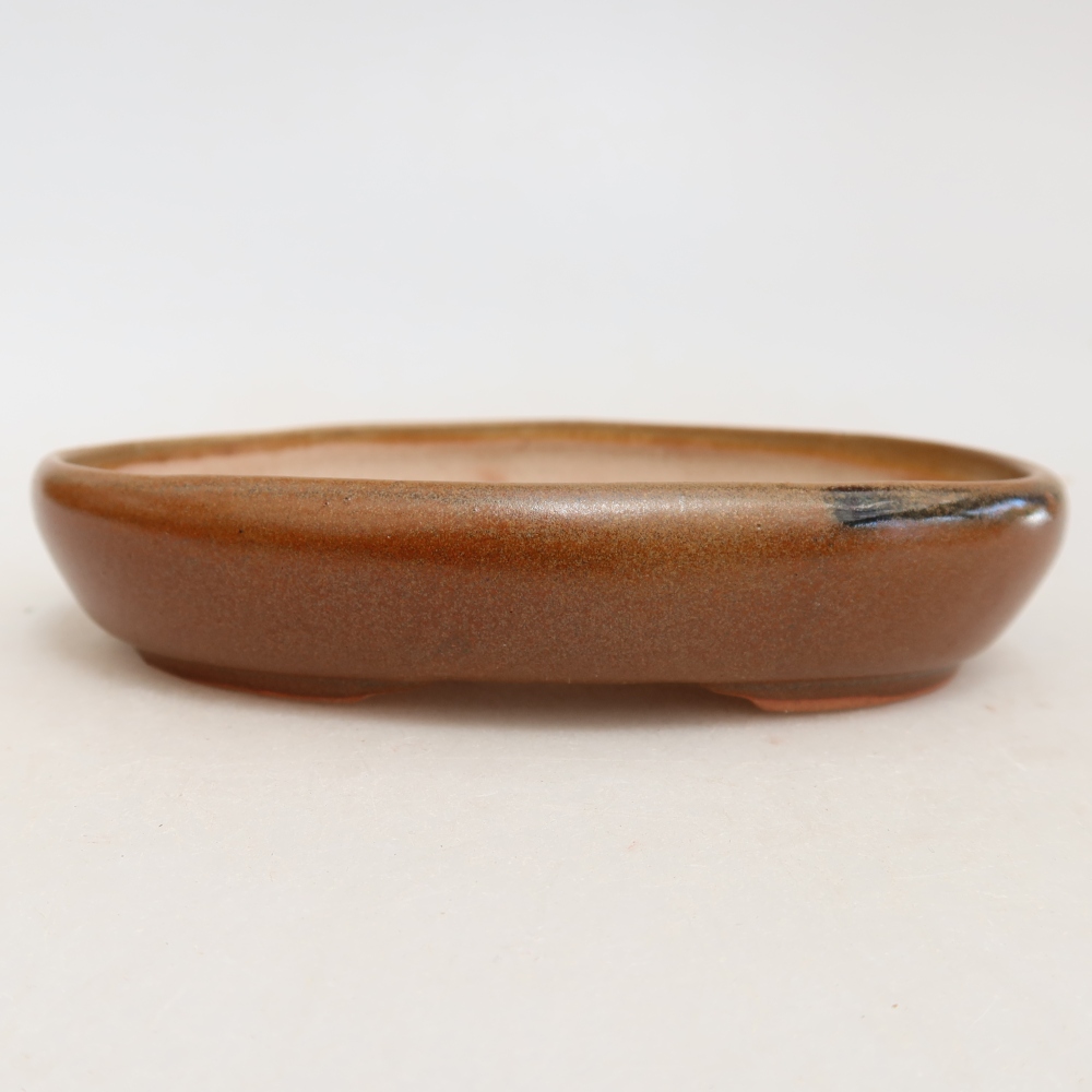 Keramische bonsaischaal 13 x 9,5 x 2,5 cm, kleur bruin