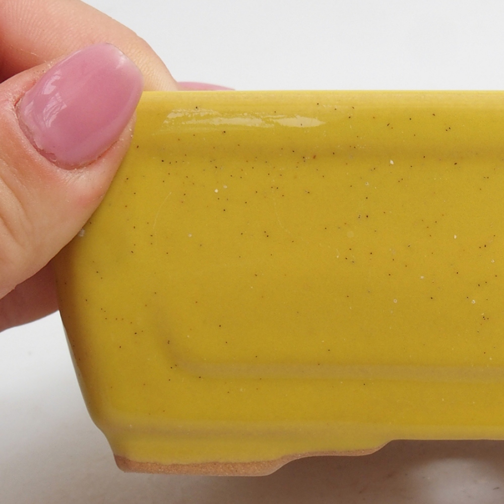 Bonsaischaal van keramiek 13 x 10 x 5 cm, geel