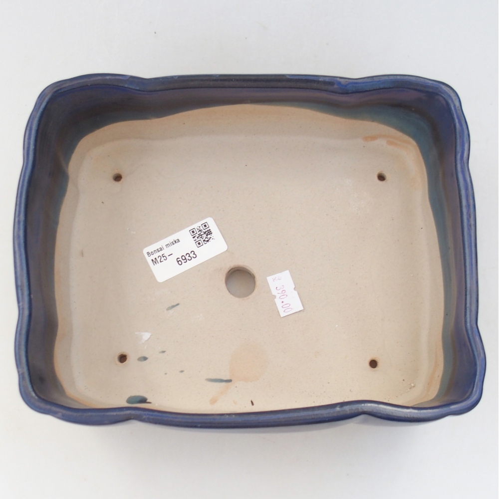 Bonsaischaal van keramiek 26 x 26 x 8 cm, kleur rood