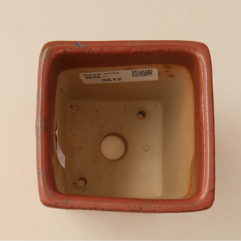 Keramische bonsaipot 7,5 x 7,5 x 10 cm, kleur: roze