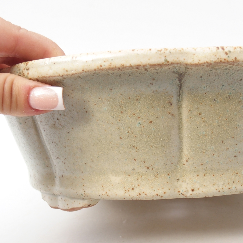 Bonsaischaal van keramiek 26 x 26 x 8,5 cm, kleur beige