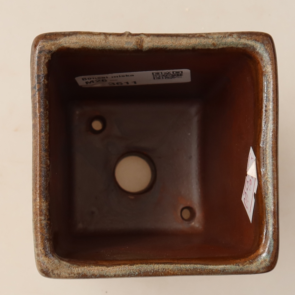 Keramische bonsaipot 7,5 x 7,5 x 10 cm, kleur bruin