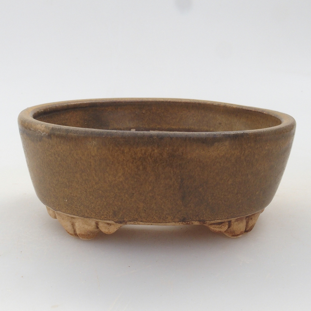Bonsaischaal van keramiek 10 x 8,5 x 4 cm, bruin