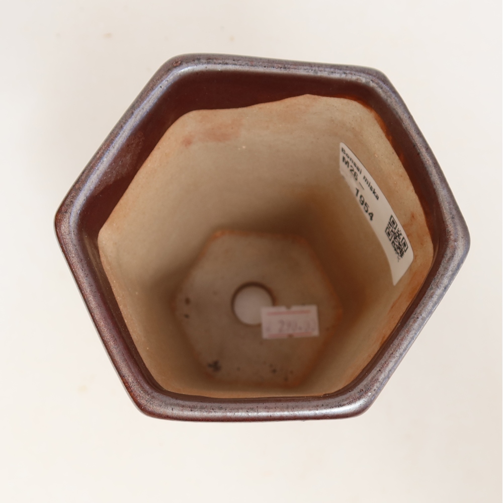 Keramische bonsaipot 9,5 x 8,5 x 14 cm, metaalachtige kleur