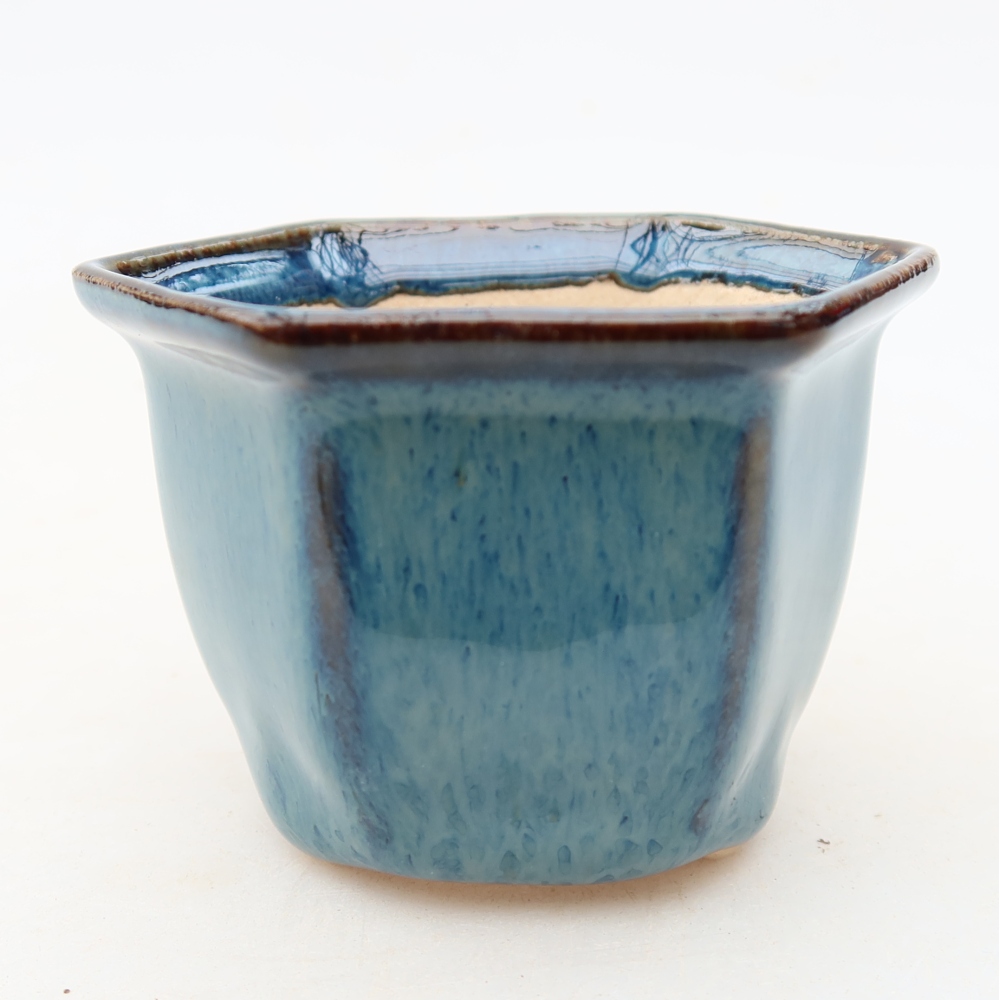 Keramische bonsaischaal 7 x 6,5 x 5 cm, kleur: blauw