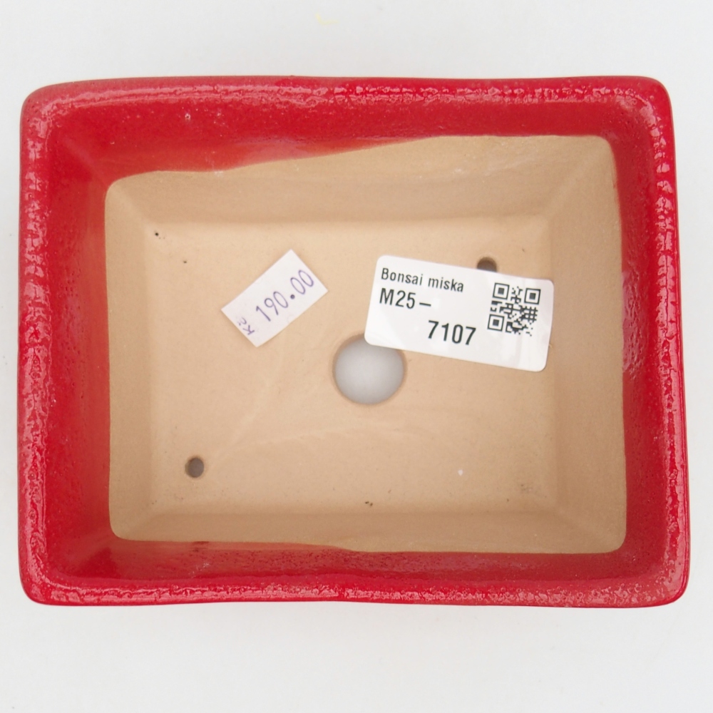 Bonsaischaal van keramiek 26 x 26 x 8 cm, kleur rood