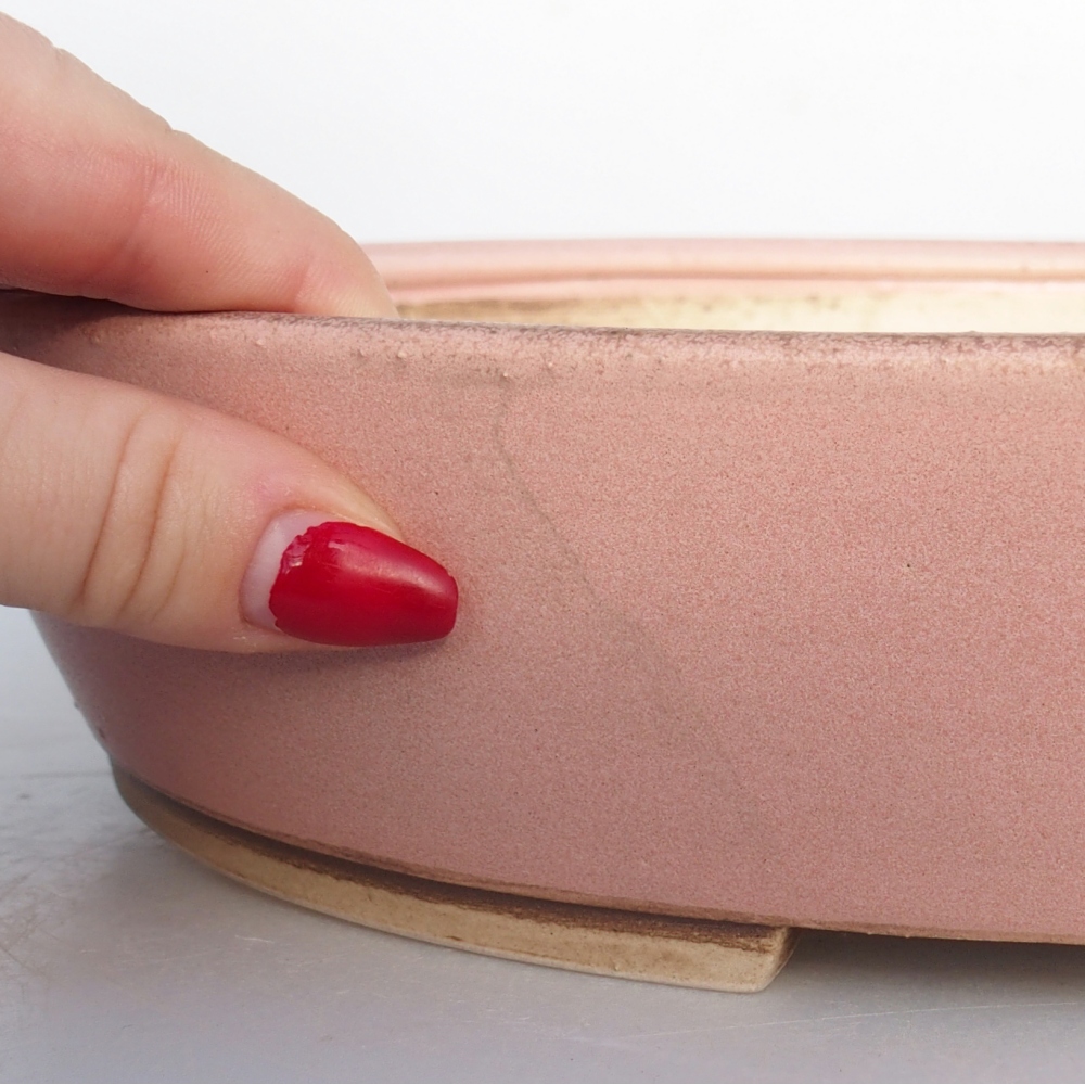 Bonsaischaal van keramiek 31,5 x 28,5 x 6,5 cm, roze