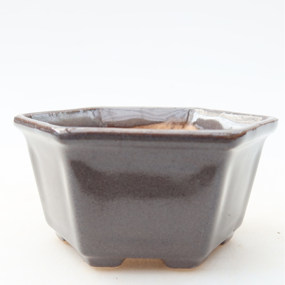 Keramische bonsaischaal 8 x 7 x 4 cm, kleur grijs