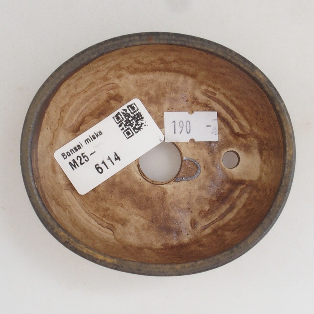 Bonsaischaal van keramiek 10 x 8,5 x 4 cm, bruin