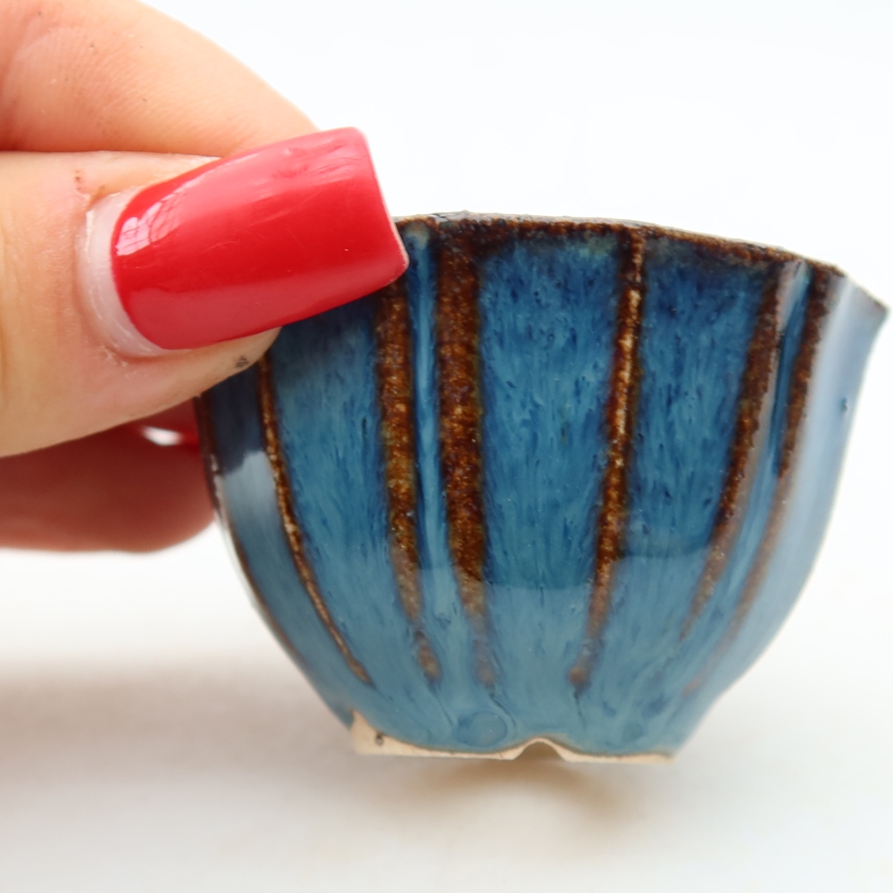 Keramische bonsaipot 5,5 x 5,5 x 3,5 cm, kleur: blauw