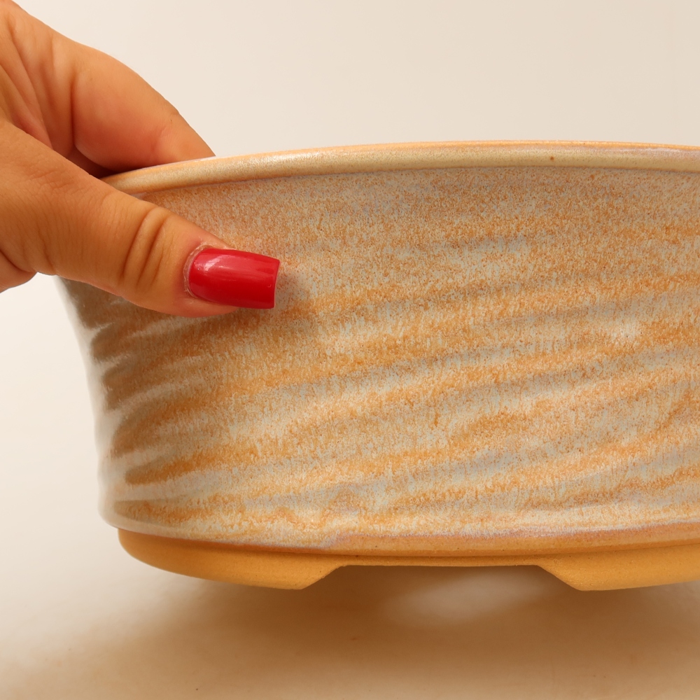 Keramische bonsaischaal 26 x 26 x 9,5 cm, kleur: beige