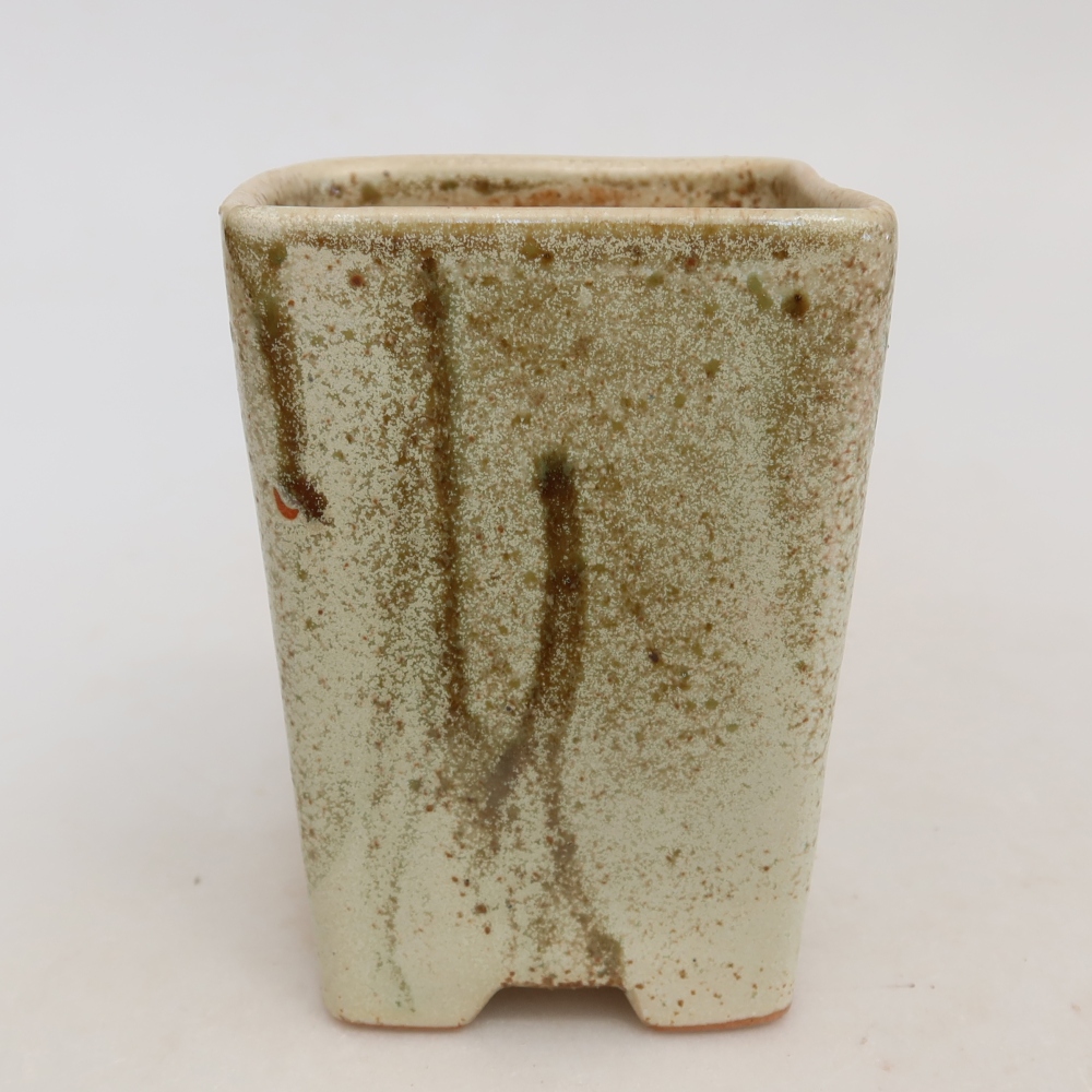 Keramische bonsaipot 7,5 x 7,5 x 11 cm, kleur: beige