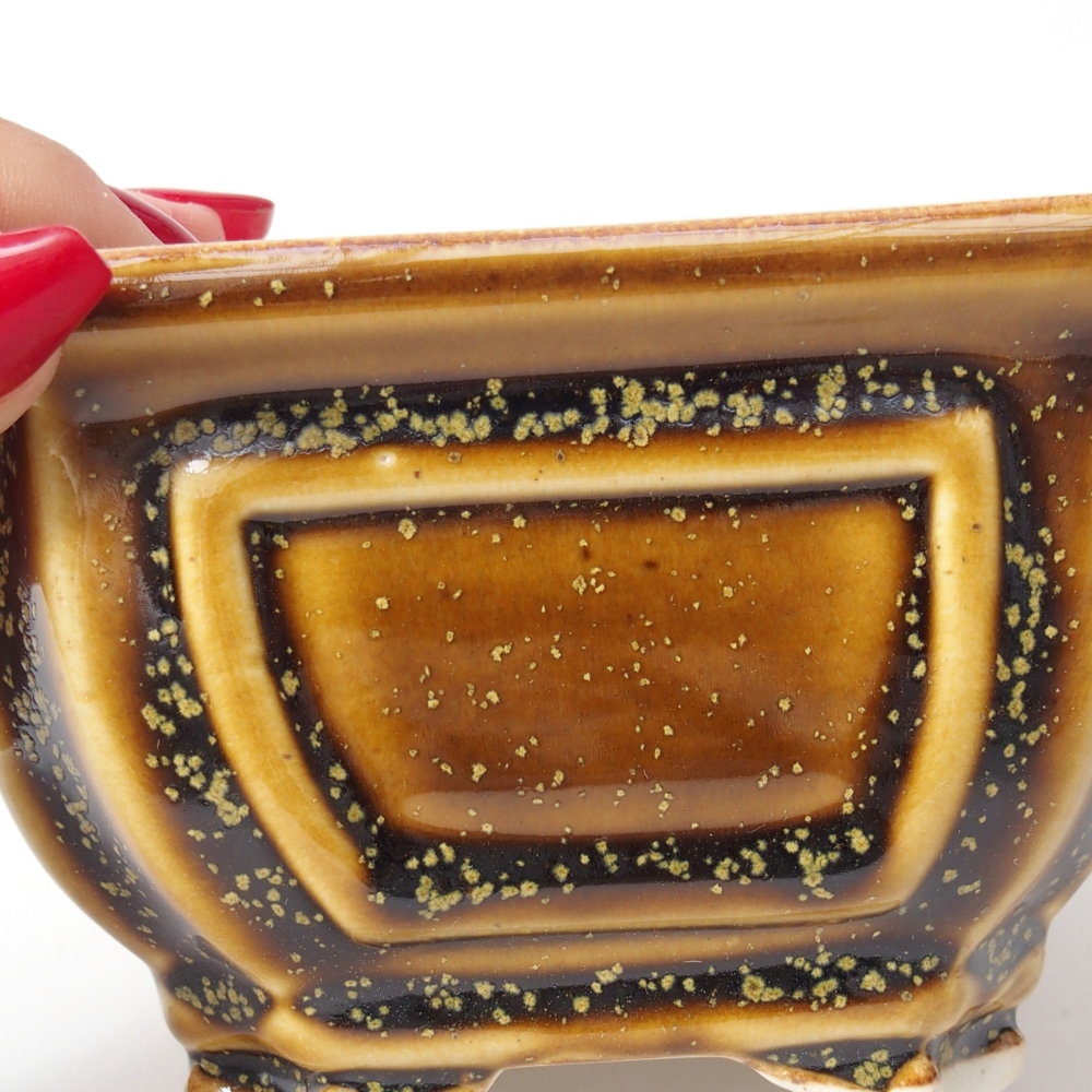 Bonsaischaal van keramiek 11 x 11 x 7 cm, geel