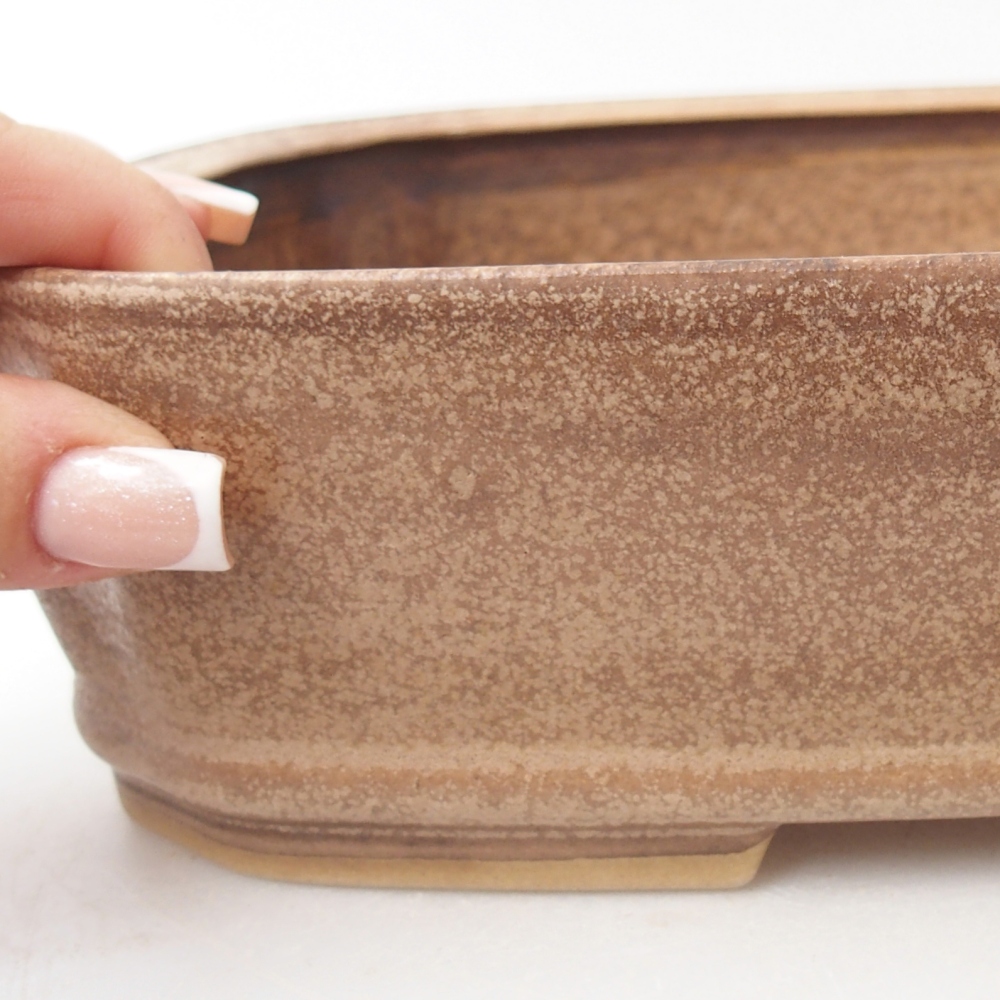 Bonsaischaal van keramiek 24,5 x 21,5 x 6,5 cm, kleur beige