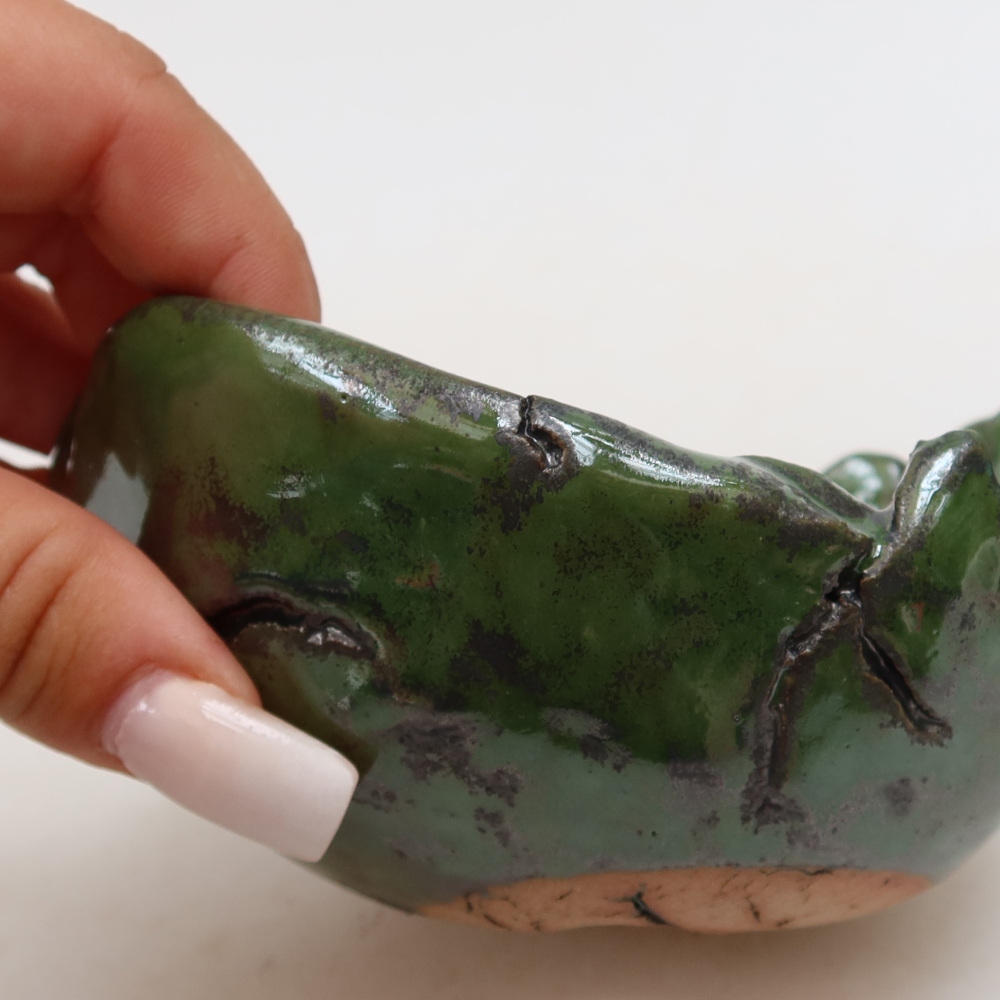 Keramische schaal  11,5 x 10,5 x 7 cm, kleur groen