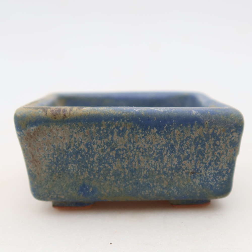 Bonsaischaal van keramiek 7 x 7 x 3,5 cm, kleur blauw