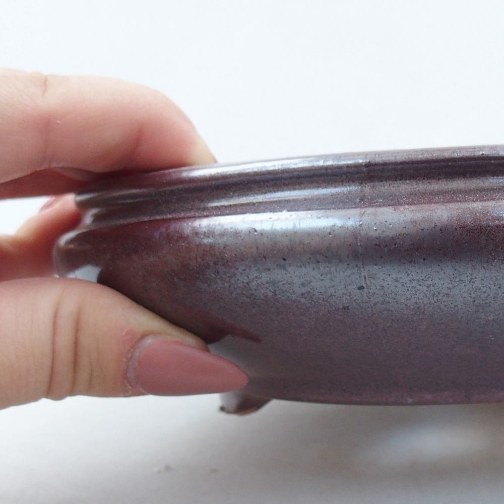 Bonsaischaal van keramiek 26 x 26 x 8 cm, kleur rood