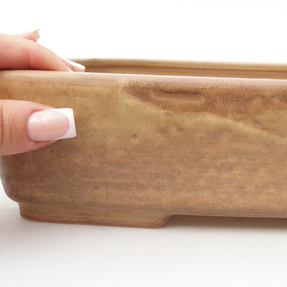 Bonsaischaal van keramiek 26,5 x 20,5 x 6,5 cm, kleur beige
