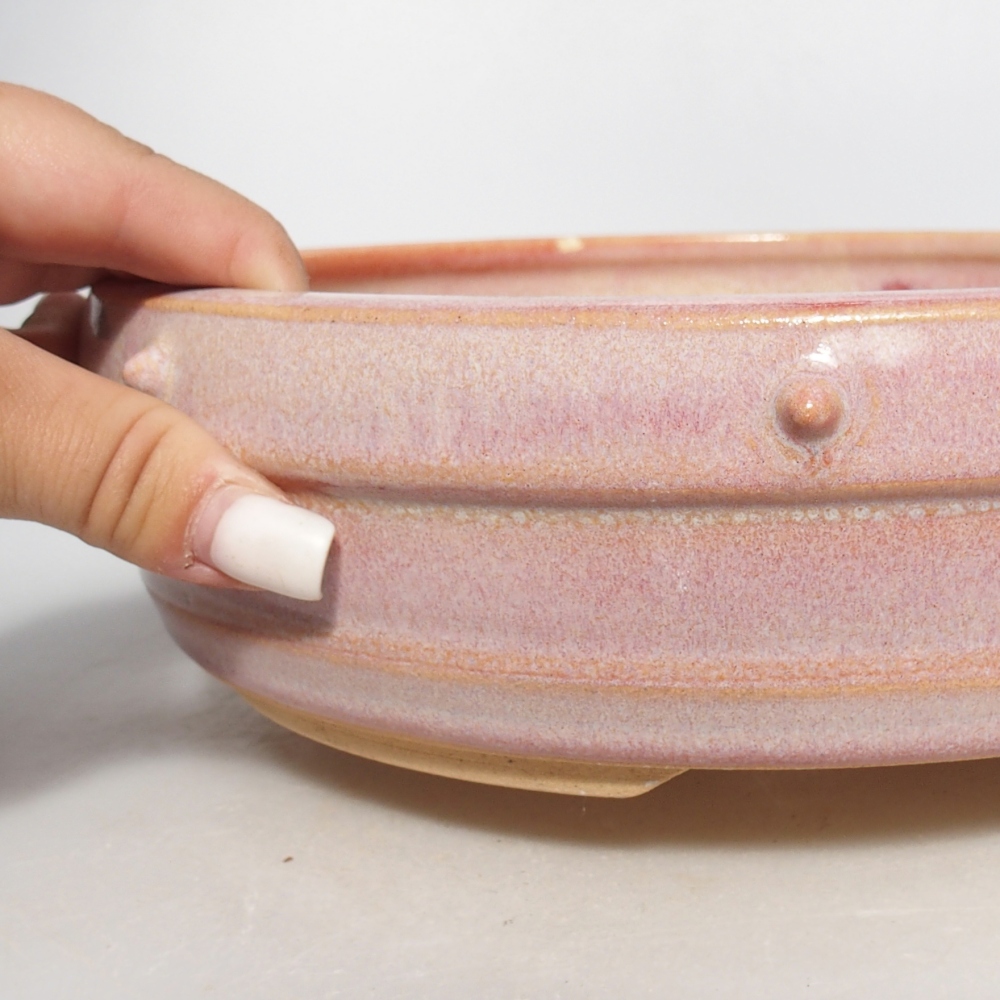 Bonsaischaal van keramiek 23 x 23 x 6,5 cm, roze