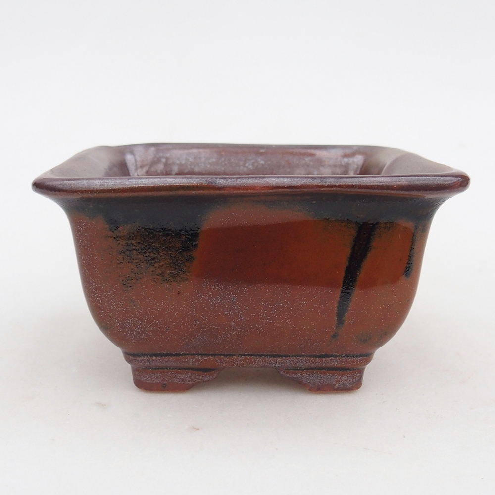 Bonsaischaal van keramiek 10 x 10 x 6 cm, bordeauxrood