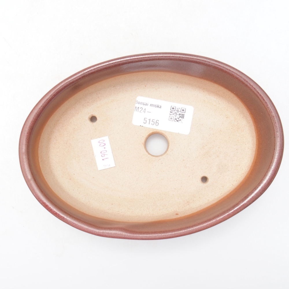 Bonsaischaal van keramiek 16 x 11,5 x 4 cm, kleur bordeauxrood