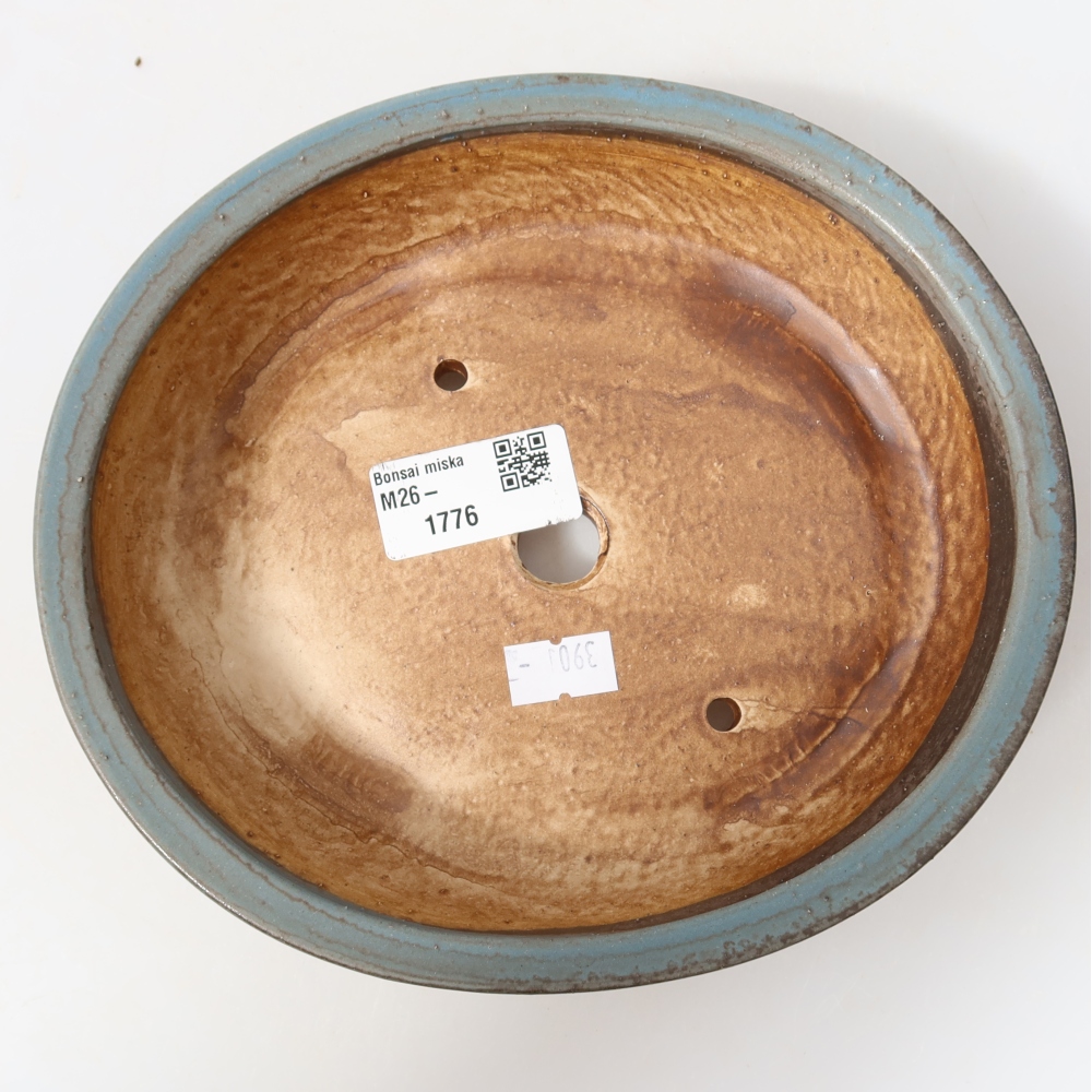 Bonsaischaal van keramiek 18,5 x 16,5 x 4,5 cm, kleur blauw