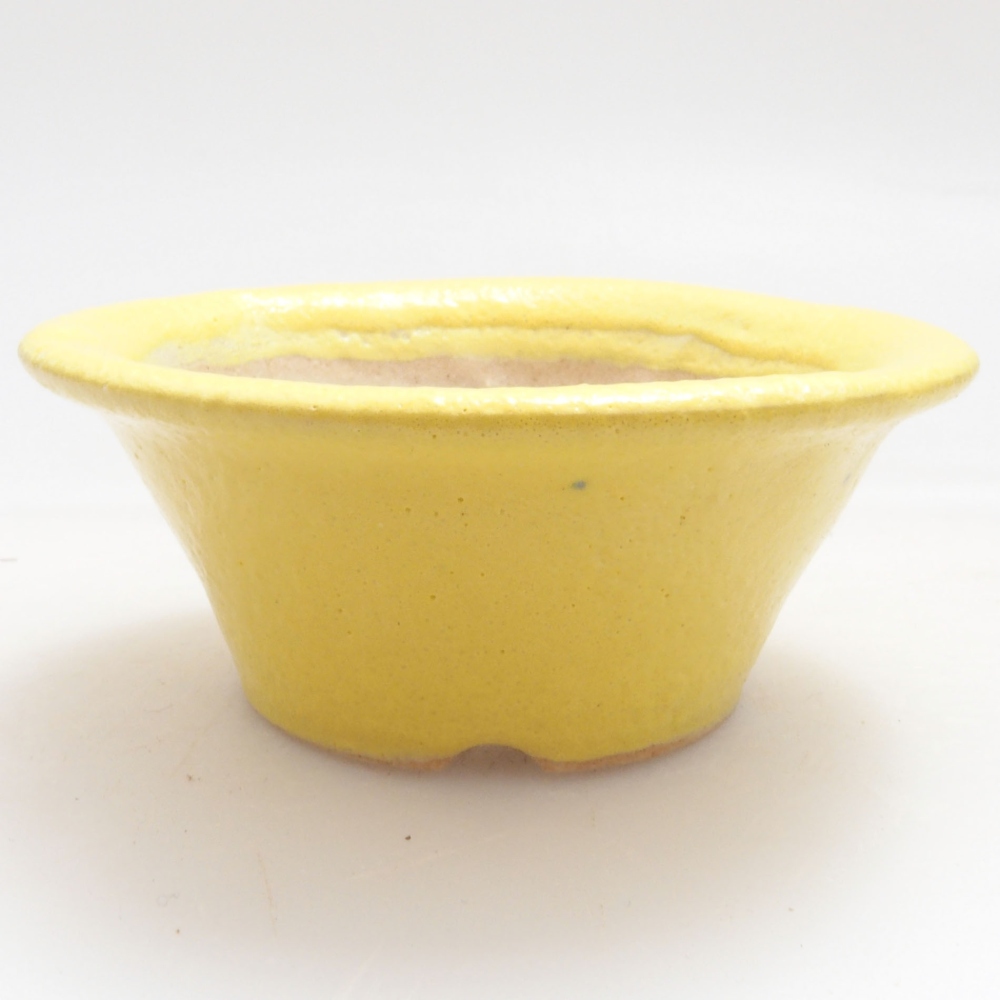 Bonsaischaal van keramiek 7 x 7 x 2,5 cm, geel