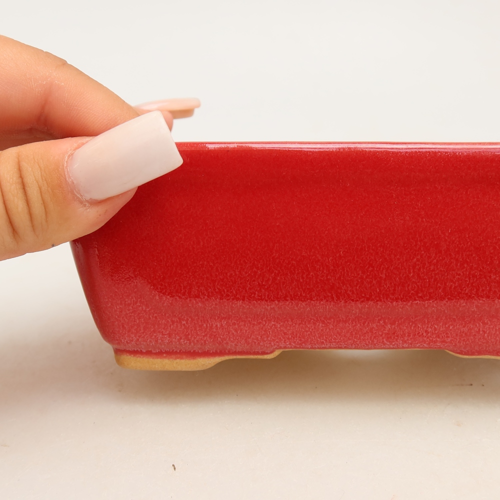 Keramische bonsaipot 13 x 9 x 5 cm, kleur: rood