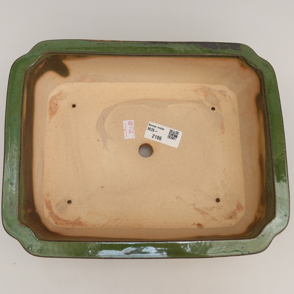 Bonsaischaal van keramiek 27,5 x 21,5 x 7 cm, groen