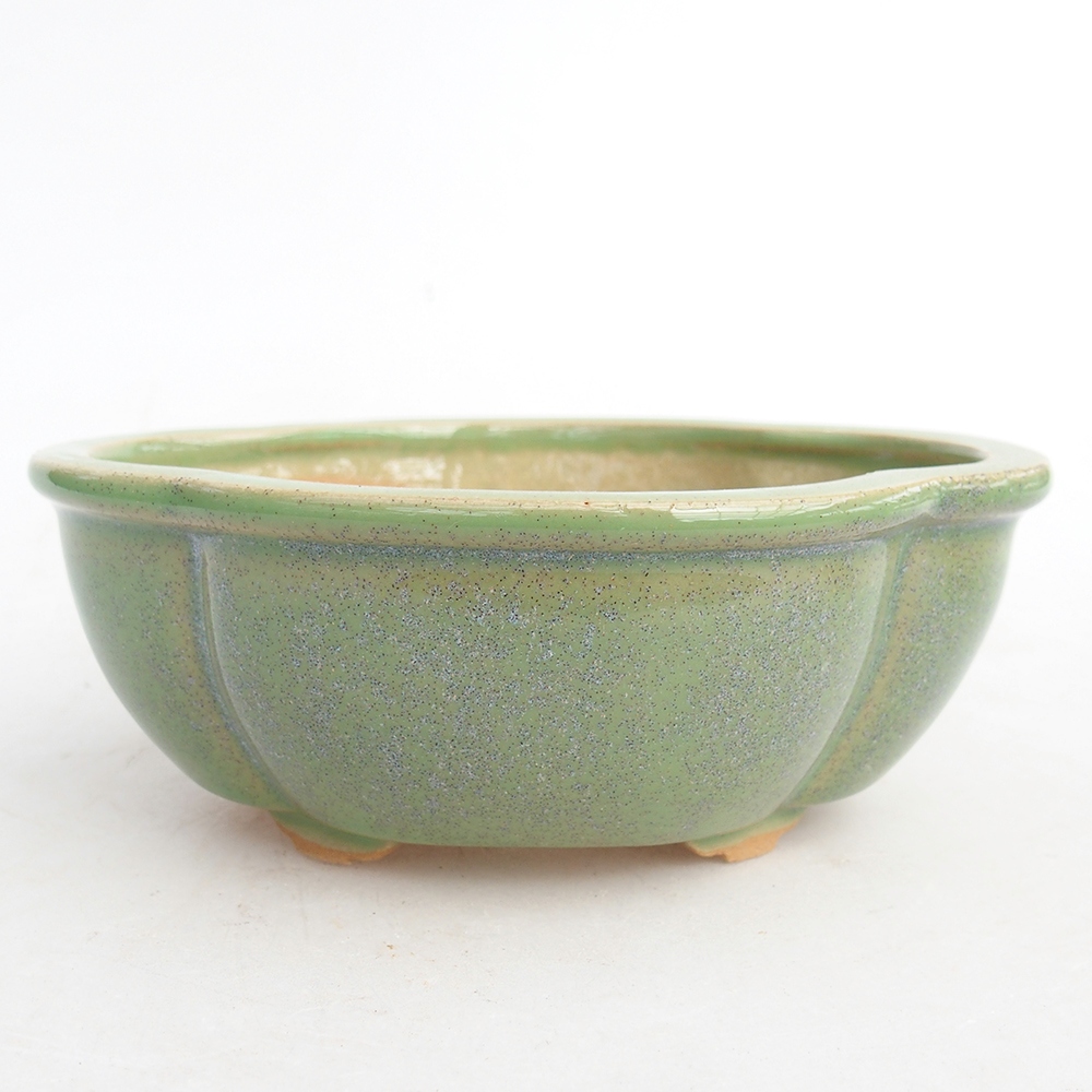 Bonsaischaal van keramiek 12,5 x 10,5 x 5 cm, groen