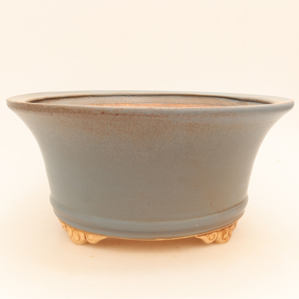 Keramische bonsaipot 24,5 x 24,5 x 11 cm, kleur: blauw