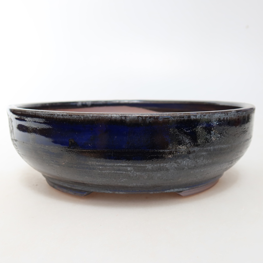 Bonsaischaal van keramiek 18 x 18 x 5,5 cm, kleur blauw