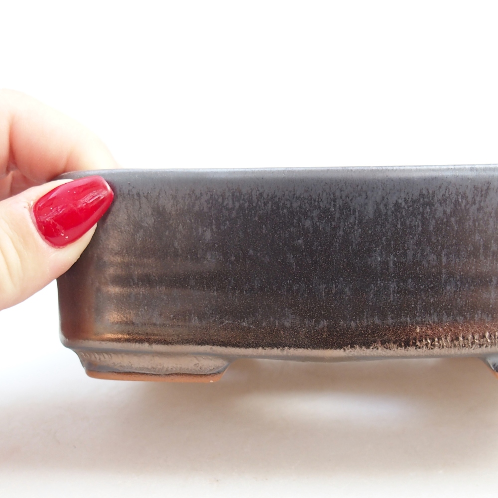 Bonsaischaal van keramiek 26 x 26 x 8 cm, kleur rood