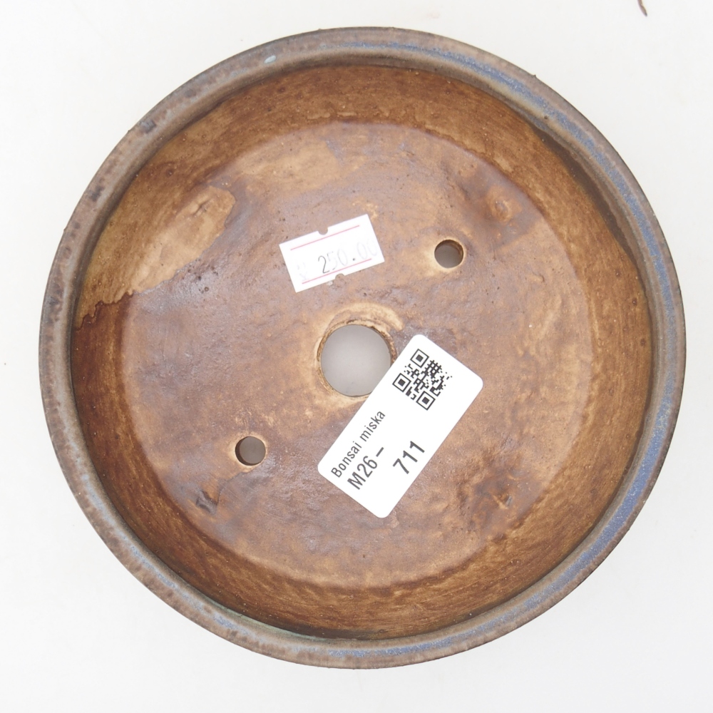 Bonsaischaal van keramiek 13,5 x 13,5 x 4 cm, kleur blauw