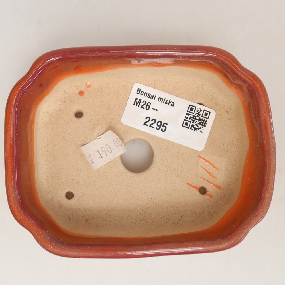 Keramische bonsaipot 10,5 x 8 x 4 cm, kleur oranje