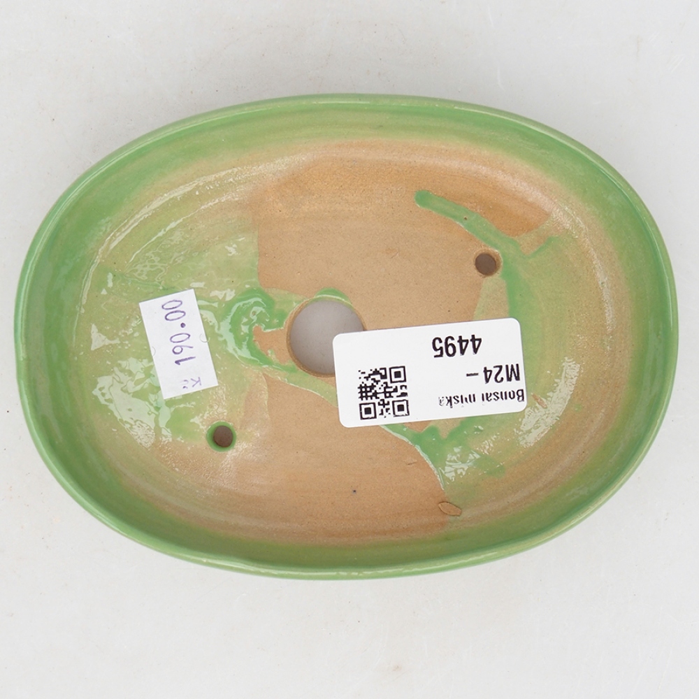 Bonsaischaal van keramiek 13,5 x 10 x 3 cm, groen