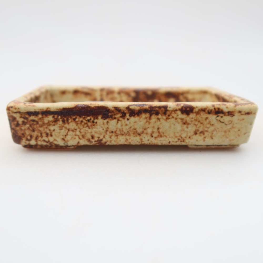 Bonsaischaal van keramiek 10 x 7 x 2 cm, kleur beige