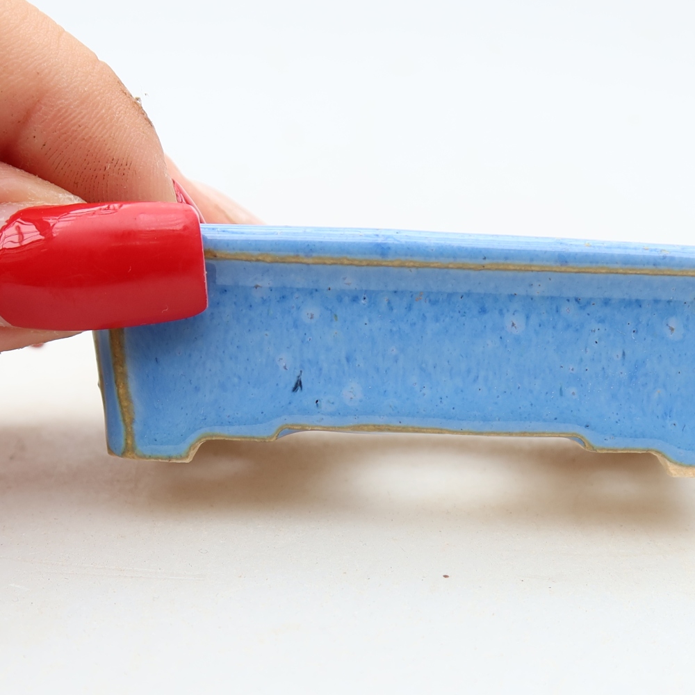 Keramische bonsaischaal 7 x 5 x 2 cm, kleur: blauw
