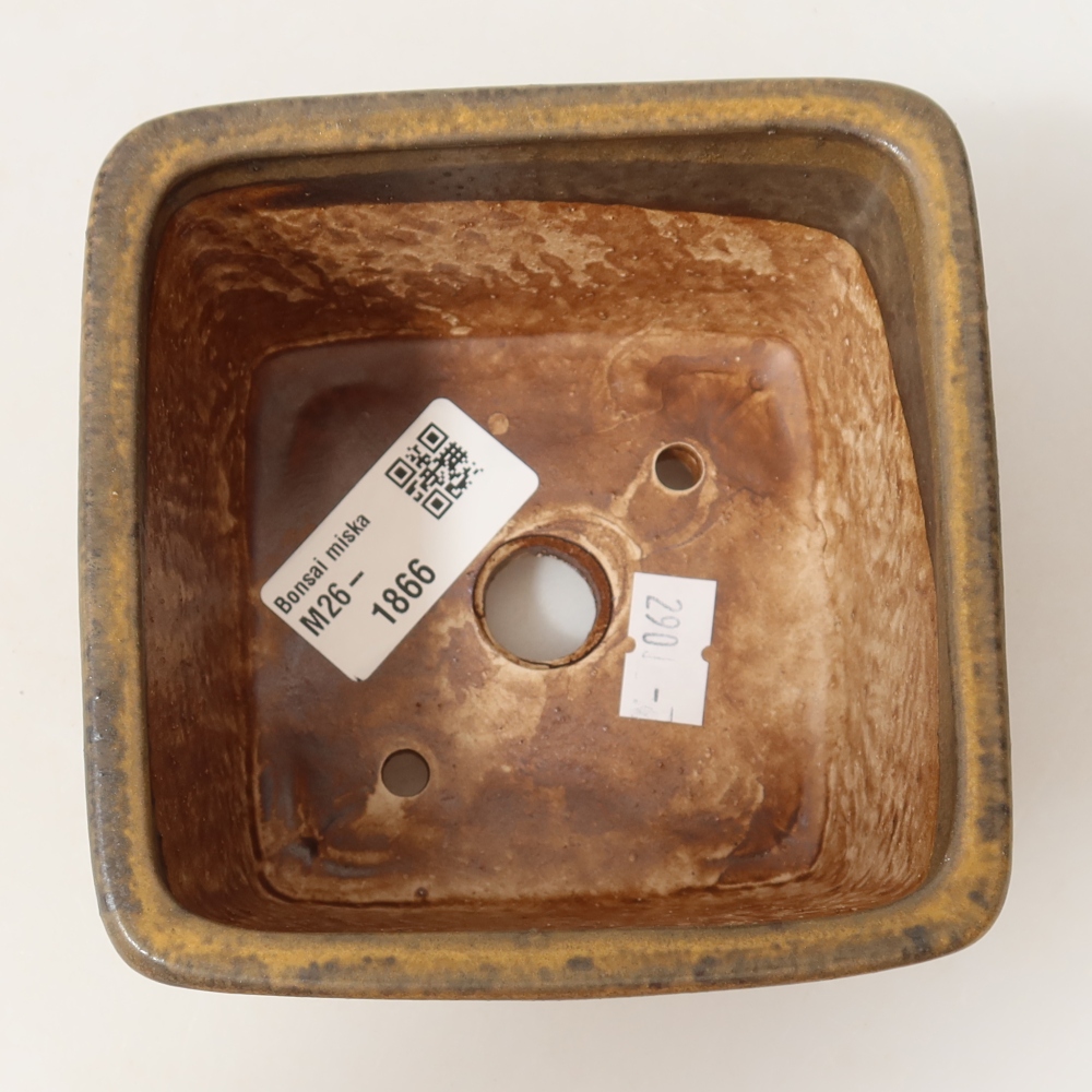 Keramische bonsaipot 10,5 x 10,5 x 7 cm, kleur bruin