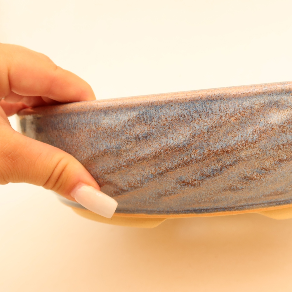 Keramische bonsaischaal 27 x 27 x 6,5 cm, kleur: blauw